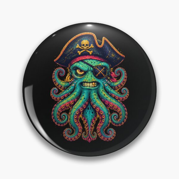 Item preview, Pirate Octopus Captain — Kraken Skull Tattoo Art designed and sold by Motel Mirage.