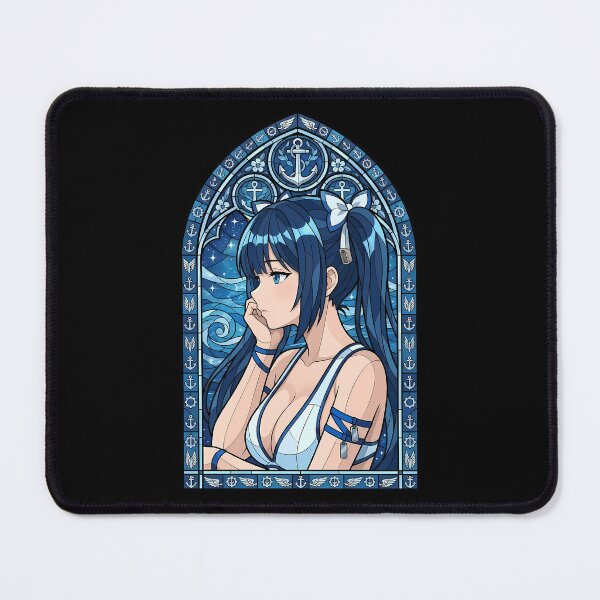 Item preview, Hestia DanMachi Nautical Blue Stained Glass Portrait designed and sold by mildaclairmo.