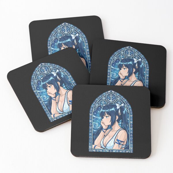 Item preview, Hestia DanMachi Nautical Blue Stained Glass Portrait designed and sold by mildaclairmo.