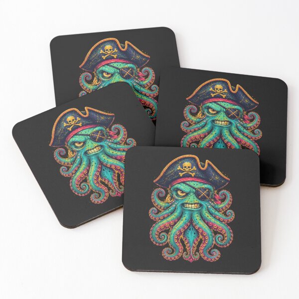 Item preview, Pirate Octopus Captain — Kraken Skull Tattoo Art designed and sold by Motel Mirage.