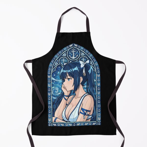 Item preview, Hestia DanMachi Nautical Blue Stained Glass Portrait designed and sold by mildaclairmo.