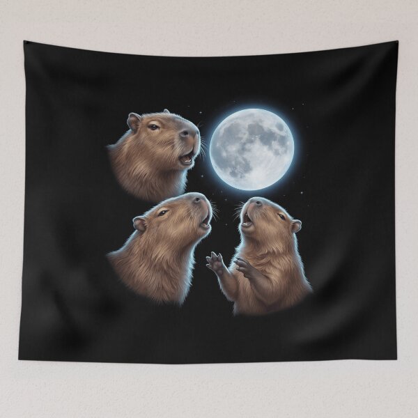 Item preview, Capybara Howling Moon Art Animal Lover designed and sold by TerryConnells.