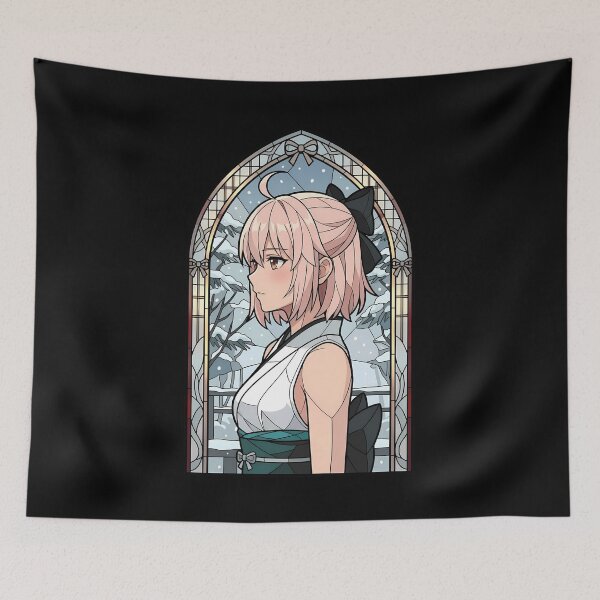 Item preview, Sakura Saber Okita Souji Fate Grand Order Snow Stained Glass designed and sold by mildaclairmo.