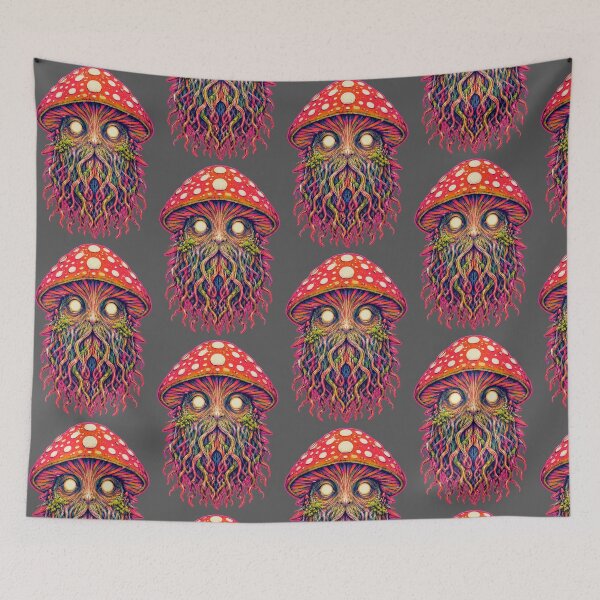 Item preview, Mushroom Forest Spirit – Neon Screen Print Mask Art designed and sold by Motel Mirage.