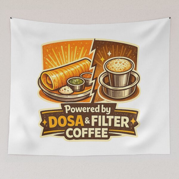 Item preview, Powered by Dosa & Filter Coffee – South Indian Breakfast Lover Design | Indian Foodie Gift designed and sold by Globalcitytees.