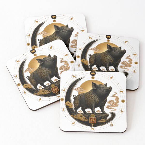 Item preview, Year of the Pig Zodiac – Celestial Gold and Black Chinese Astrology designed and sold by KireaDesigns.