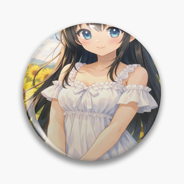 Item preview, Anime Girl in Sunflowers – Summer Breeze Sticker designed and sold by NeoShadowX.