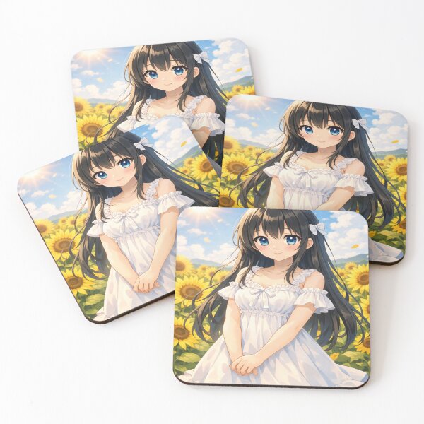Item preview, Anime Girl in Sunflowers – Summer Breeze Sticker designed and sold by NeoShadowX.