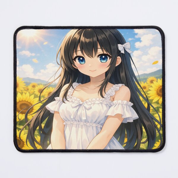 Item preview, Anime Girl in Sunflowers – Summer Breeze Sticker designed and sold by NeoShadowX.