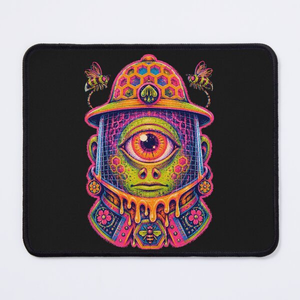 Item preview, Surreal beekeeper cyclops - Neon Screen Print Art designed and sold by Motel Mirage.