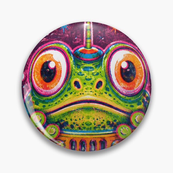 Item preview, Psychedelic frog astronaut portrait– Neon Screen Print Style designed and sold by Motel Mirage.