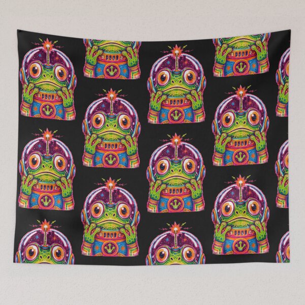 Item preview, Psychedelic frog astronaut portrait– Neon Screen Print Style designed and sold by Motel Mirage.
