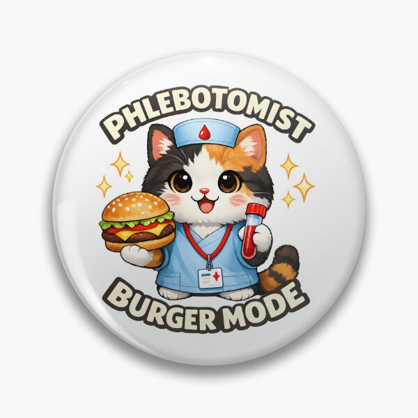 Item preview, Cute Cat Phlebotomist Burger Mode Funny Kawaii Animal Medical Lab Tech Gift Phlebotomy Week Nurse Humor National Cheeseburger Day Design designed and sold by ClinicalHubs.