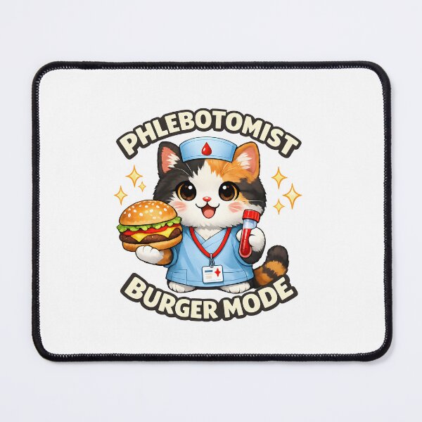Item preview, Cute Cat Phlebotomist Burger Mode Funny Kawaii Animal Medical Lab Tech Gift Phlebotomy Week Nurse Humor National Cheeseburger Day Design designed and sold by ClinicalHubs.