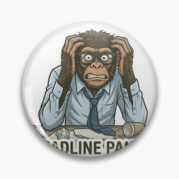 Item preview, Deadline Panic Monkey Sticker | Office Stress Meme | Work Cartoon designed and sold by Newkidshub.