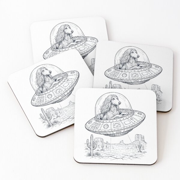Item preview, Vintage Afghan Hound Riding UFO Dog Mom Dad Lover designed and sold by DoodleTortle.
