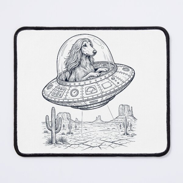 Item preview, Vintage Afghan Hound Riding UFO Dog Mom Dad Lover designed and sold by DoodleTortle.