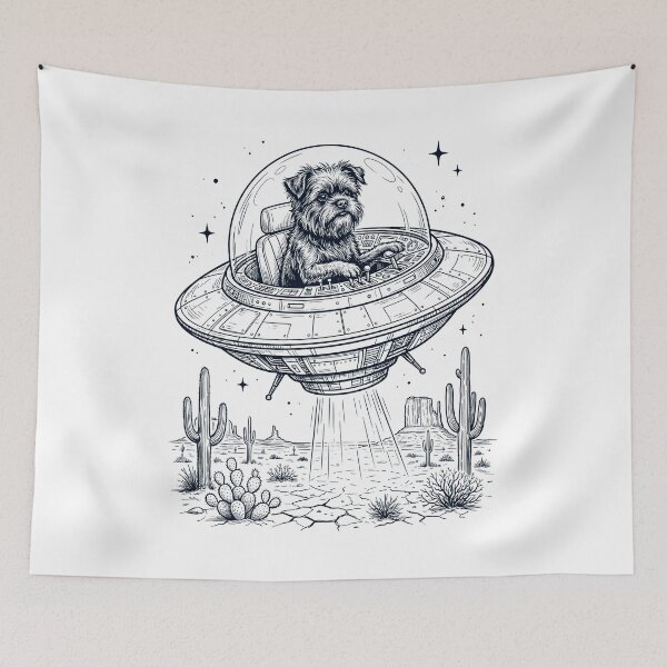 Item preview, Vintage Affenpinscher Riding UFO Dog Mom Dad Lover designed and sold by DoodleTortle.