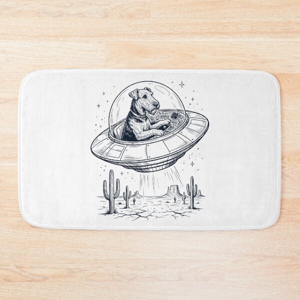 Item preview, Vintage Airedale Terrier Riding UFO Dog Mom Dad Lover designed and sold by DoodleTortle.