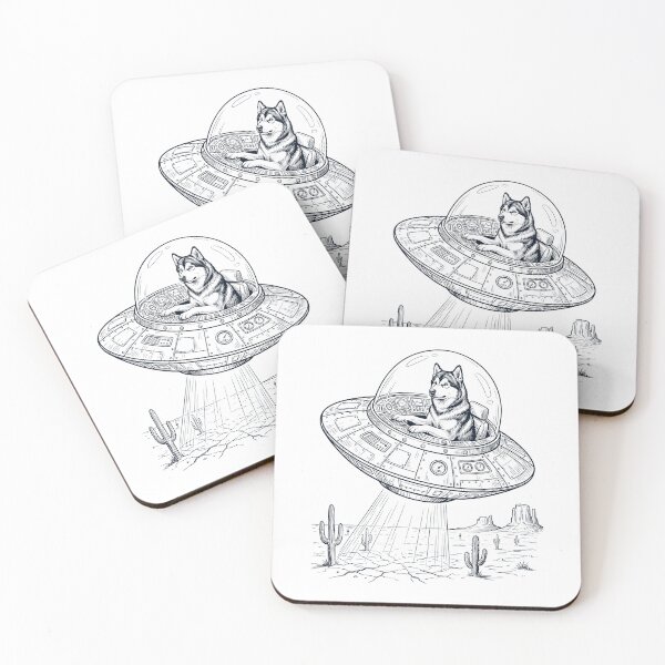 Item preview, Vintage Alaskan Malamute Riding UFO Dog Mom Dad Lover designed and sold by DoodleTortle.
