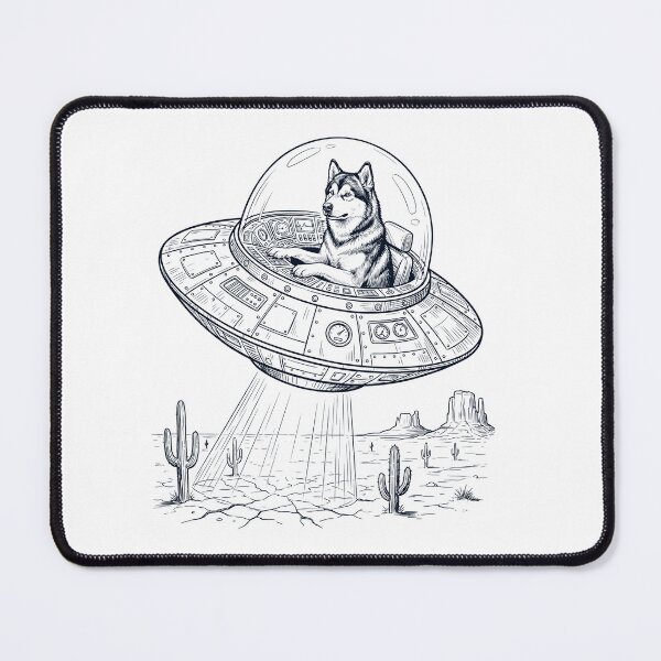 Item preview, Vintage Alaskan Malamute Riding UFO Dog Mom Dad Lover designed and sold by DoodleTortle.