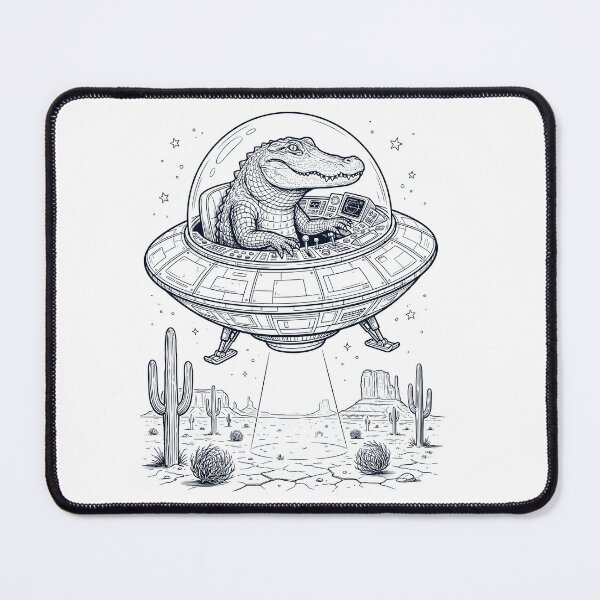 Item preview, Vintage Alligator Riding UFO Animal Lover designed and sold by DoodleTortle.