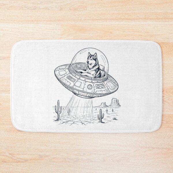 Item preview, Vintage Alaskan Malamute Riding UFO Dog Mom Dad Lover designed and sold by DoodleTortle.