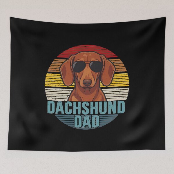 Item preview, Dachshund Dad Retro Sunset Sunglasses Dog Tee designed and sold by OlyvieArt.