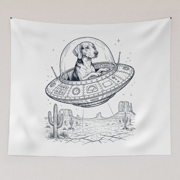 Item preview, Vintage American Foxhound Riding UFO Dog Mom Dad Lover designed and sold by DoodleTortle.