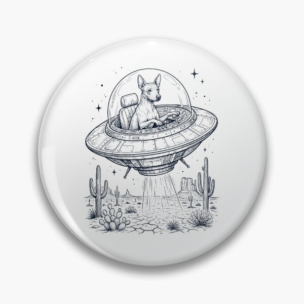 Item preview, Vintage American Hairless Terrier Riding UFO Dog Mom Dad Lover designed and sold by DoodleTortle.