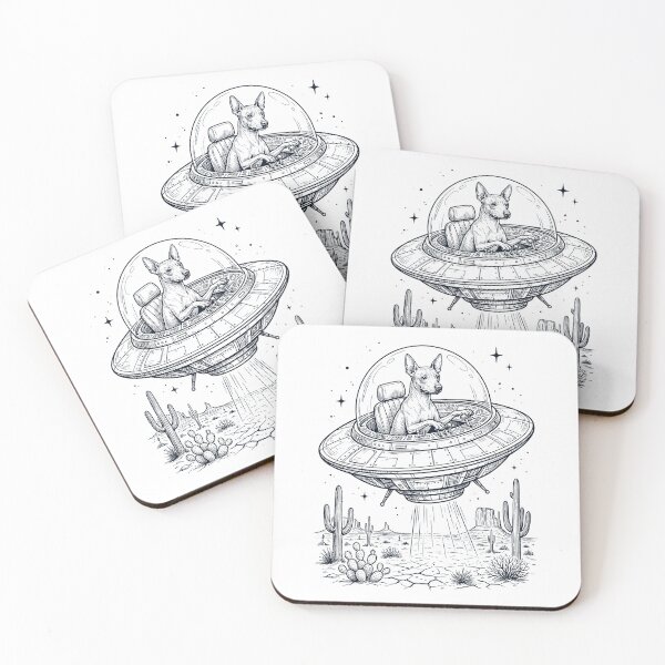 Item preview, Vintage American Hairless Terrier Riding UFO Dog Mom Dad Lover designed and sold by DoodleTortle.