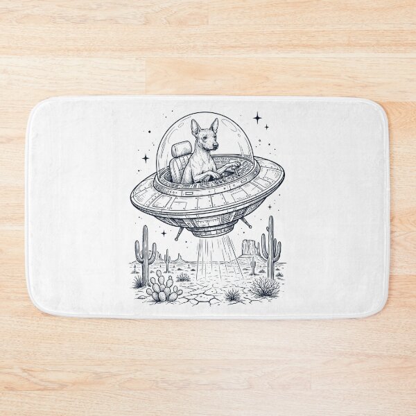 Item preview, Vintage American Hairless Terrier Riding UFO Dog Mom Dad Lover designed and sold by DoodleTortle.