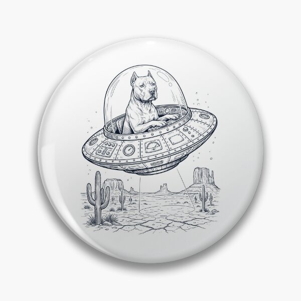 Item preview, Vintage American Pit Bull Terrier Riding UFO Dog Mom Dad Lover designed and sold by DoodleTortle.