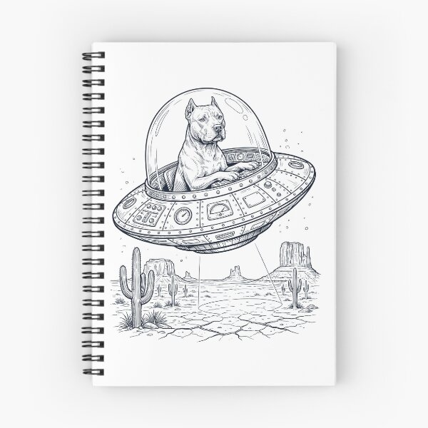 Item preview, Vintage American Pit Bull Terrier Riding UFO Dog Mom Dad Lover designed and sold by DoodleTortle.