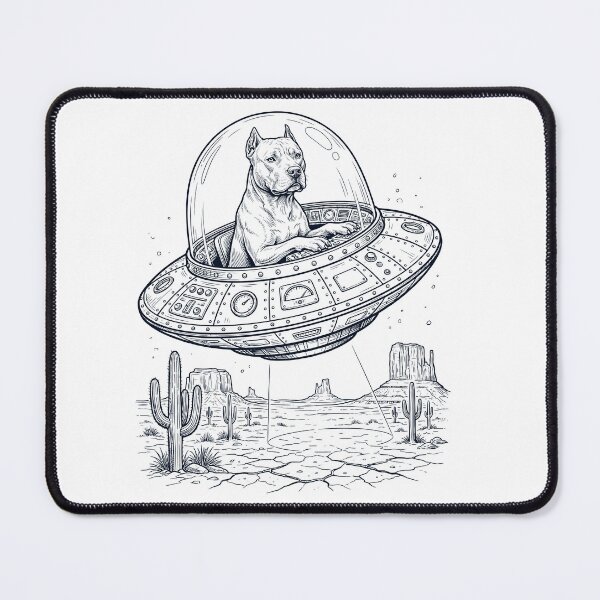 Item preview, Vintage American Pit Bull Terrier Riding UFO Dog Mom Dad Lover designed and sold by DoodleTortle.
