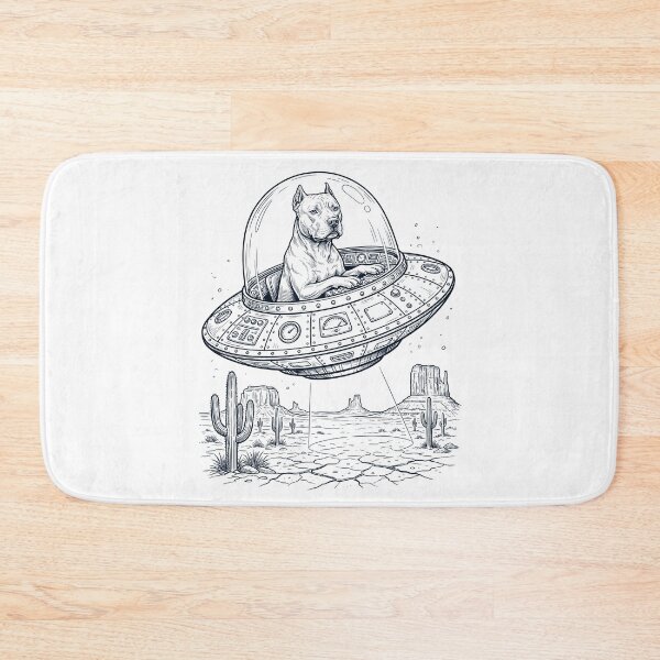 Item preview, Vintage American Pit Bull Terrier Riding UFO Dog Mom Dad Lover designed and sold by DoodleTortle.
