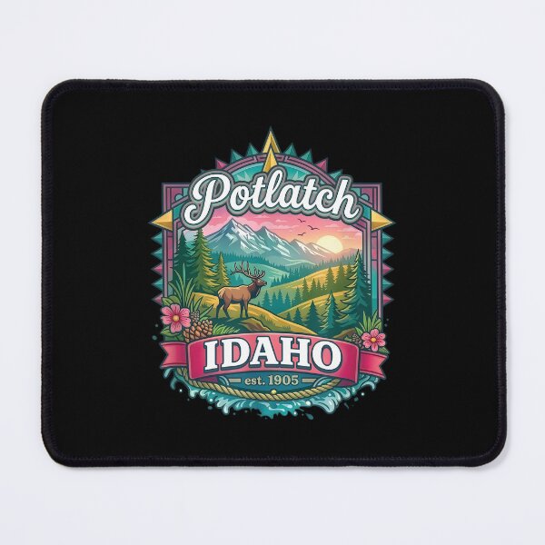 Item preview, Potlatch Idaho Vintage Moose Mountain Sunset Nature Art designed and sold by issan-exe.