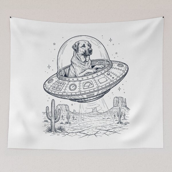 Item preview, Vintage Anatolian Shepherd Dog Riding UFO Dog Mom Dad Lover designed and sold by DoodleTortle.