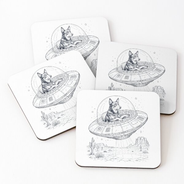 Item preview, Vintage Australian Kelpie Riding UFO Dog Mom Dad Lover designed and sold by DoodleTortle.