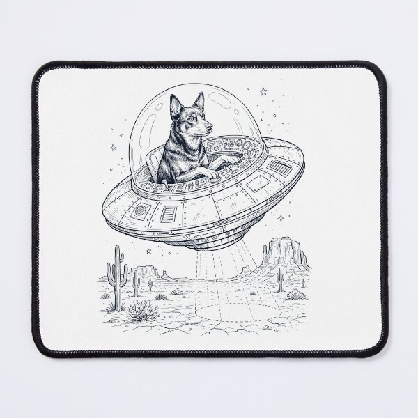 Item preview, Vintage Australian Kelpie Riding UFO Dog Mom Dad Lover designed and sold by DoodleTortle.