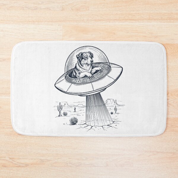 Item preview, Vintage Australian Shepherd Riding UFO Dog Mom Dad Lover designed and sold by DoodleTortle.