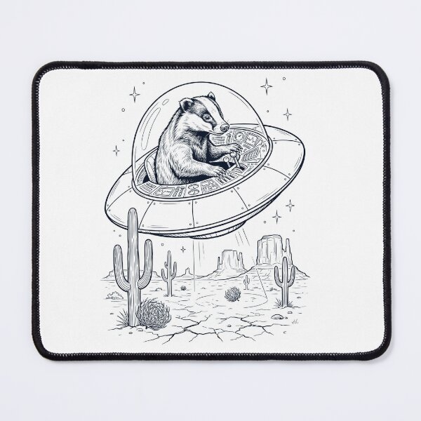 Item preview, Vintage Badger Riding UFO Animal Lover designed and sold by DoodleTortle.