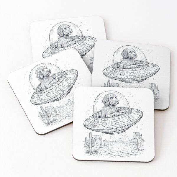 Artikelvorschau, Vintage Barbet reitet UFO Hundemama Papa Liebhaber entworfen und verkauft von DoodleTortle.