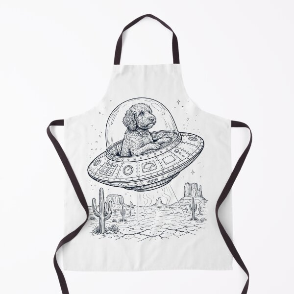 Item preview, Vintage Barbet Riding UFO Dog Mom Dad Lover designed and sold by DoodleTortle.