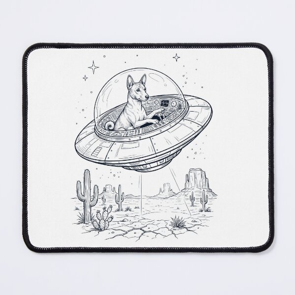 Item preview, Vintage Basenji Riding UFO Dog Mom Dad Lover designed and sold by DoodleTortle.