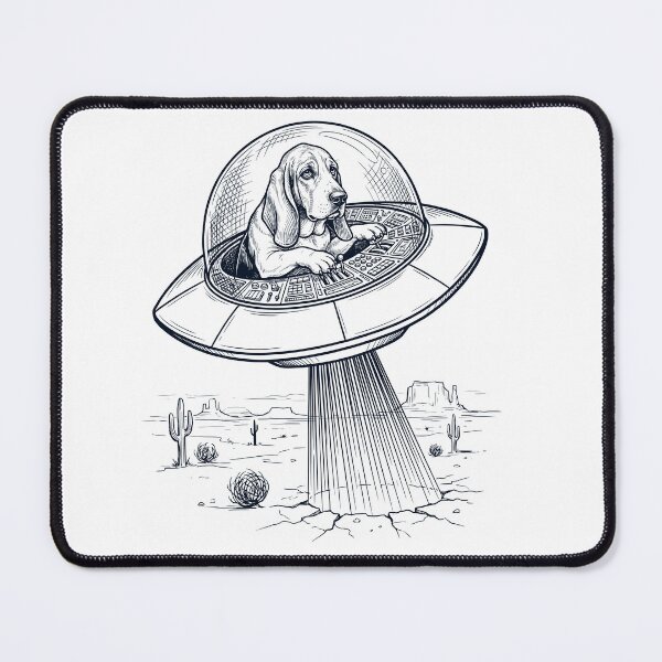 Item preview, Vintage Basset Hound Riding UFO Dog Mom Dad Lover designed and sold by DoodleTortle.