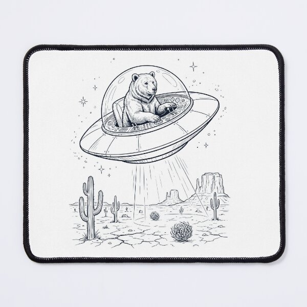 Item preview, Vintage Bear Riding UFO Animal Lover designed and sold by DoodleTortle.