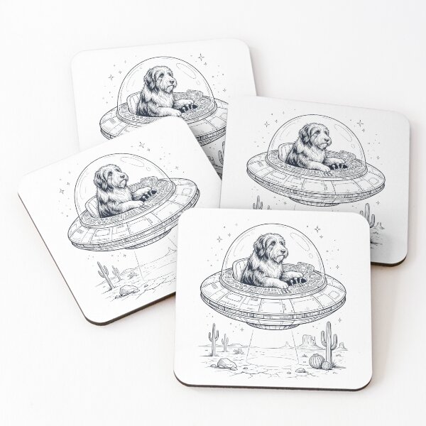 Item preview, Vintage Bearded Collie Riding UFO Dog Mom Dad Lover designed and sold by DoodleTortle.