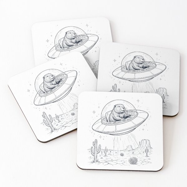 Item preview, Vintage Beaver Riding UFO Animal Lover designed and sold by DoodleTortle.