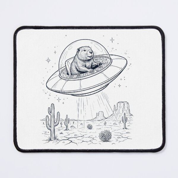 Item preview, Vintage Beaver Riding UFO Animal Lover designed and sold by DoodleTortle.